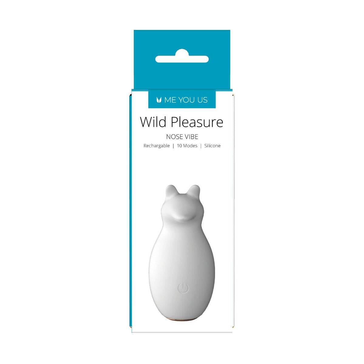 Packaging Front View - Me You Us Wild Pleasure Nose Vibrator White - Simply Pleasure