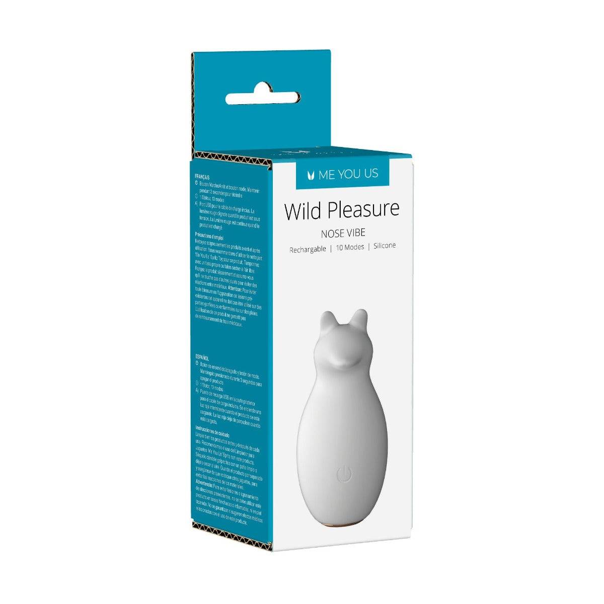Packaging Front Side - Me You Us Wild Pleasure Nose Vibrator White - Simply Pleasure